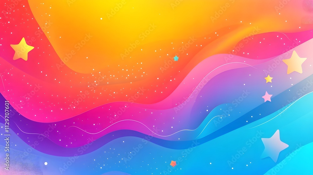 Colorful Wavy Abstract Background With Stars Colorful Wavy Abstract Background With Stars