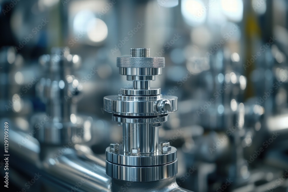 Close-up of Industrial Stainless Steel Valve and Piping Close-up of Industrial Stainless Steel Valve and Piping