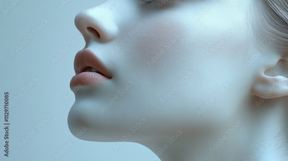 A woman's face is shown with a white background A woman's face is shown with a white background