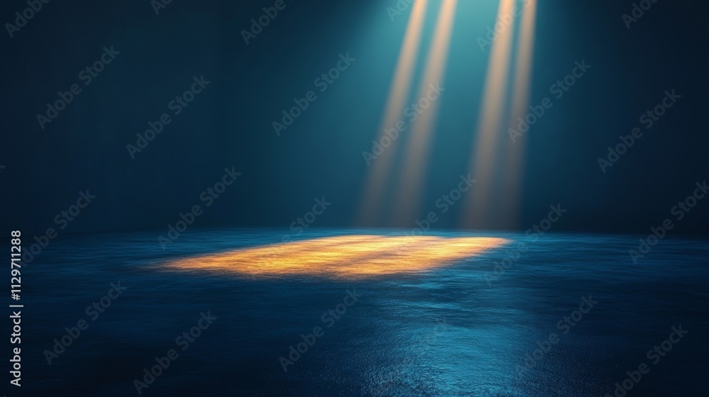 A dark room with a spotlight shining on the floor A dark room with a spotlight shining on the floor