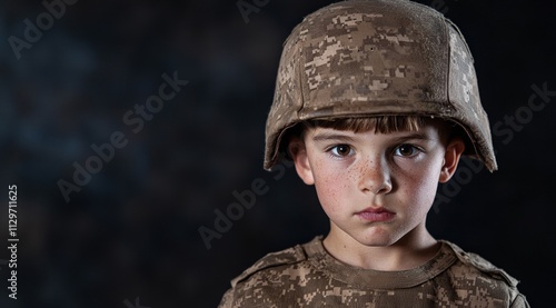 young soldier in camouflage uniform