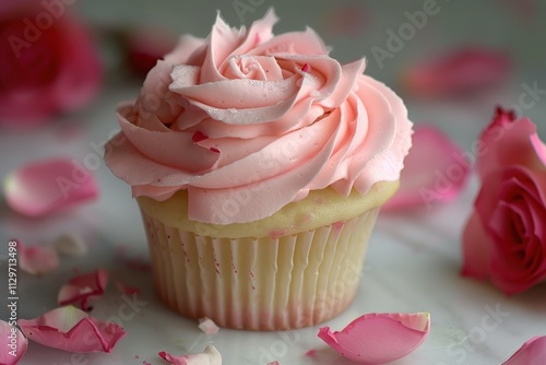 Cupcake with rose flavor photo