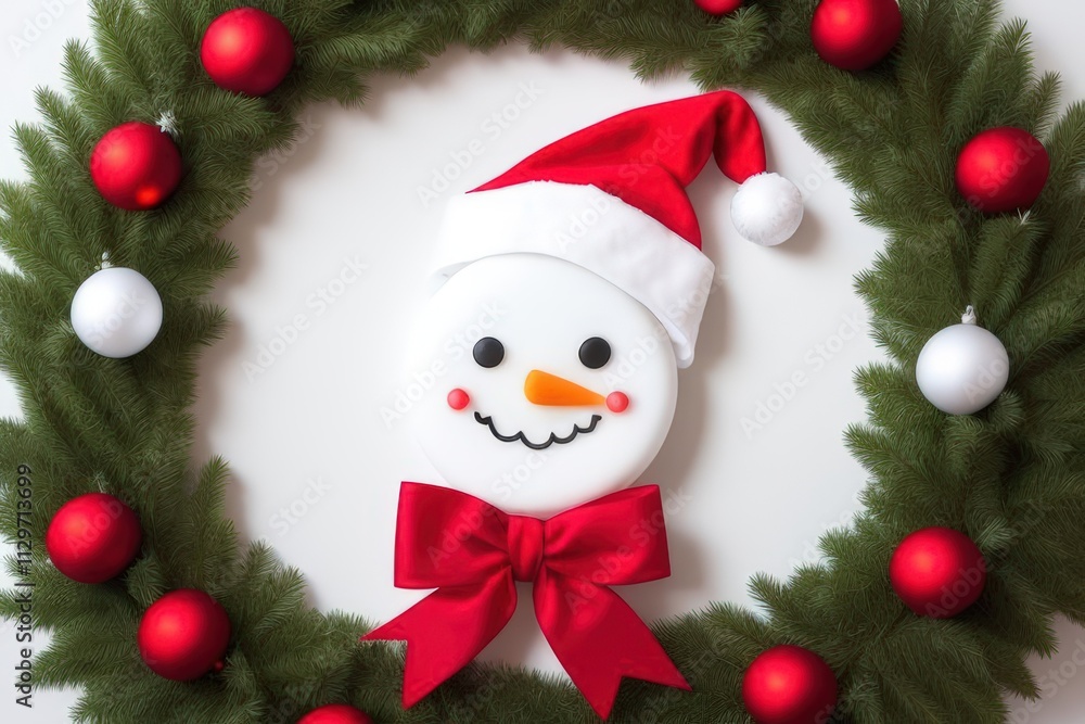 Festive Snowman Ornament: Christmas Cheer in a Wreath Festive Snowman Ornament: Christmas Cheer in a Wreath