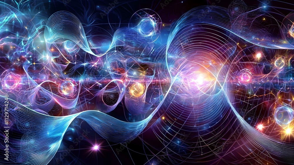 Abstract cosmic artwork featuring vibrant nebulae, glowing stars, and interwoven energy streams. Perfect for science fiction, fantasy, or technology projects. Abstract cosmic artwork featuring vibrant nebulae, glowing stars, and interwoven energy streams. Perfect for science fiction, fantasy, or technology projects.