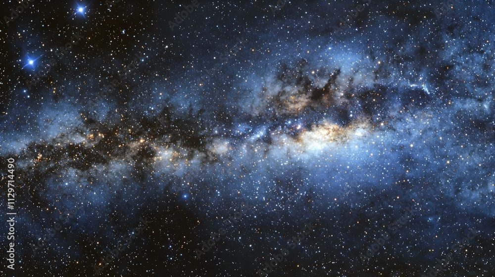 Obraz premium Stunning cosmic background image of a nebula with bright stars and dark interstellar dust. Perfect for design projects.