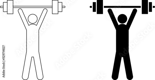outline silhouette weightlifting icon set