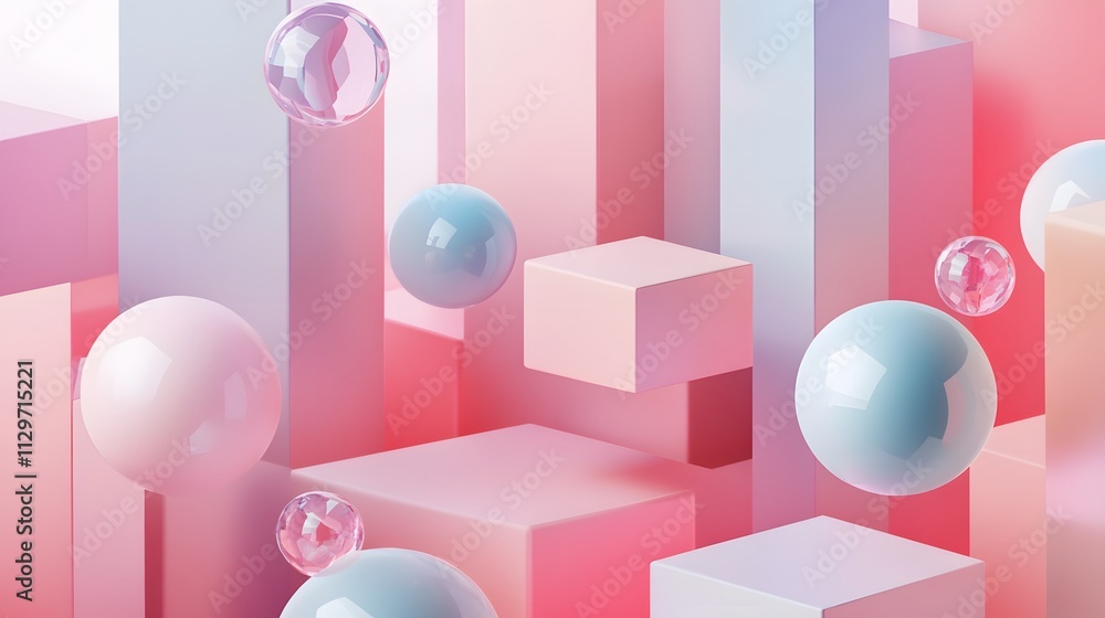 Pastel Pink and Blue Abstract Geometric Shapes Pastel Pink and Blue Abstract Geometric Shapes