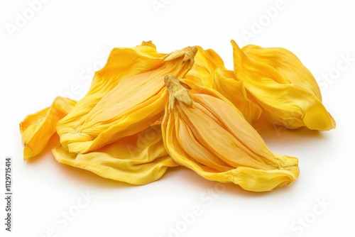 Dehydrated jackfruit chips on white background photo