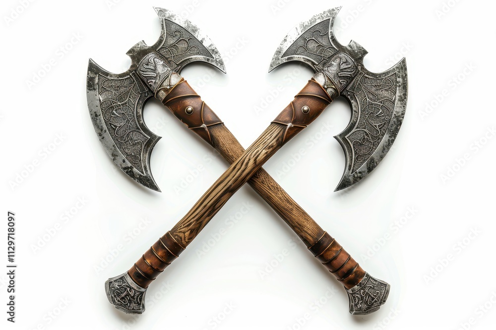 Diagonal double axe isolated on white background Diagonal double axe isolated on white background
