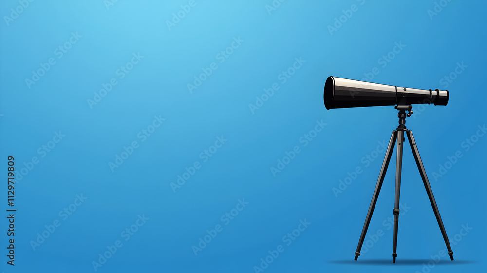 A clean, vector icon of a telescope looking at the stars, with no background detail. Telescope minimalist design. A clean, vector icon of a telescope looking at the stars, with no background detail. Telescope minimalist design.