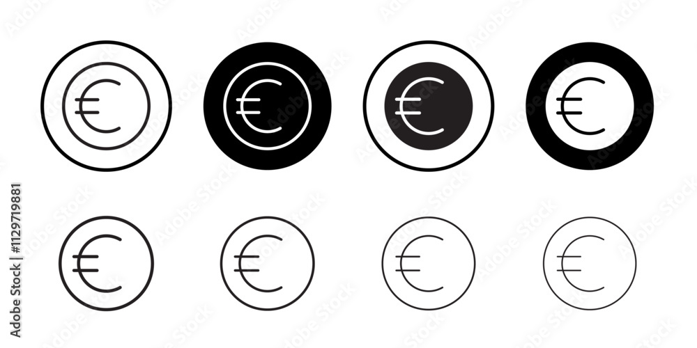 Euro icon Thin line vector illustration set Euro icon Thin line vector illustration set
