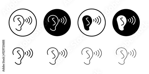 Listening icon Thin line vector illustration set