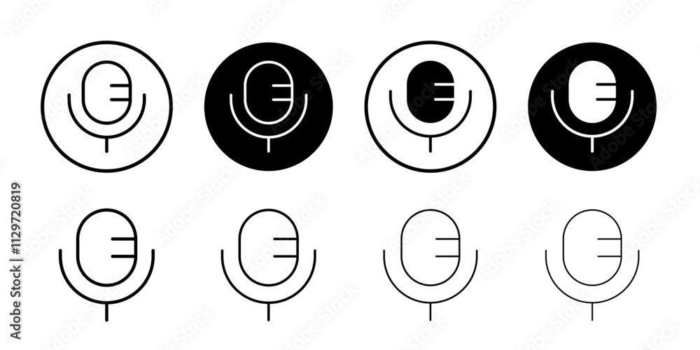 Microphone icon Thin line vector illustration set Microphone icon Thin line vector illustration set
