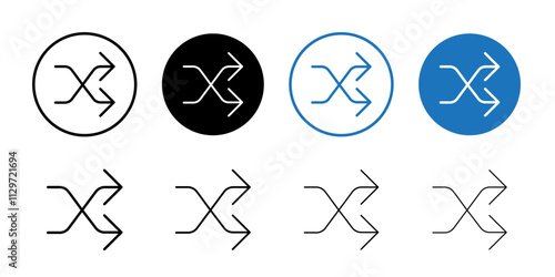 Shuffle icon Thin line vector illustration set