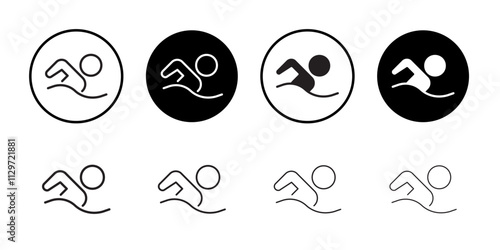 Swimming icon Thin line vector illustration set