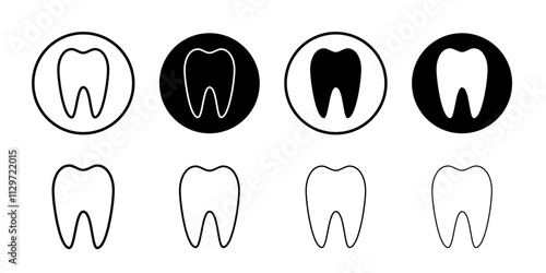 Tooth icon Thin line vector illustration set