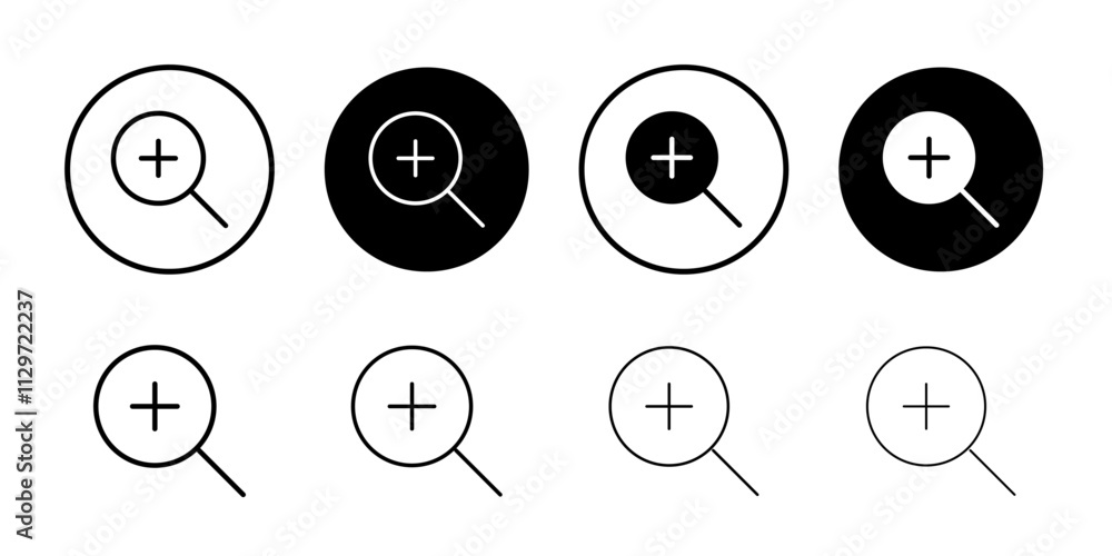 Zoom in icon Thin line vector illustration set Zoom in icon Thin line vector illustration set
