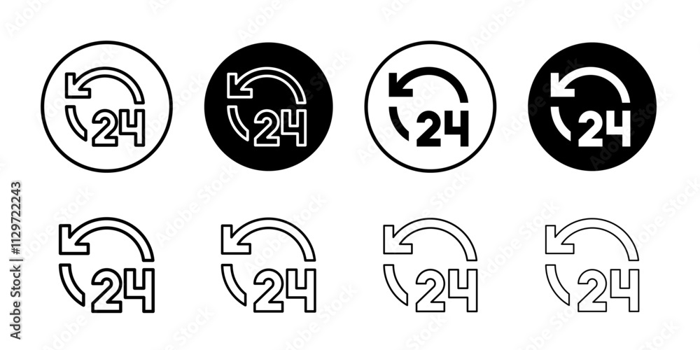 24 Hrs icon Thin line vector illustration set 24 Hrs icon Thin line vector illustration set