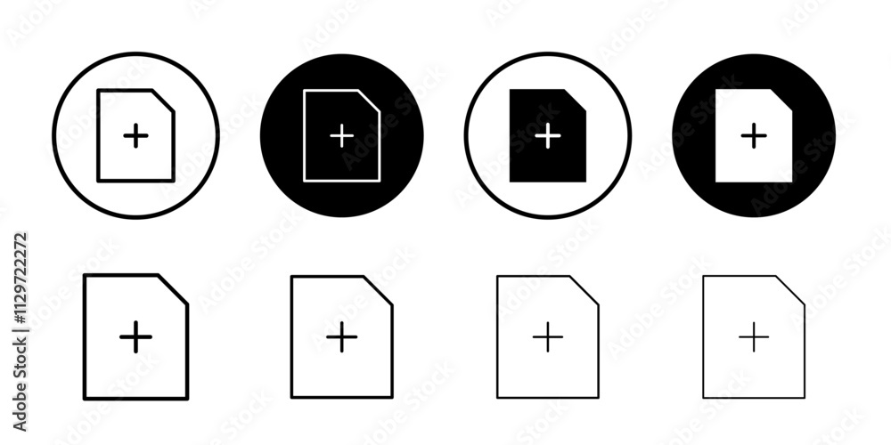 Add document icon Thin line vector illustration set Add document icon Thin line vector illustration set