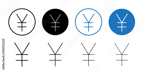 Yen icon Thin line vector illustration set