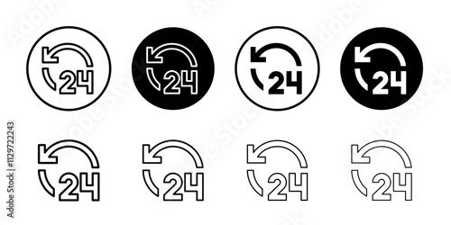 24 Hrs icon Thin line vector illustration set