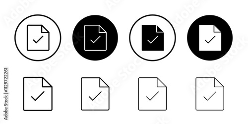 Accept document icon Thin line vector illustration set