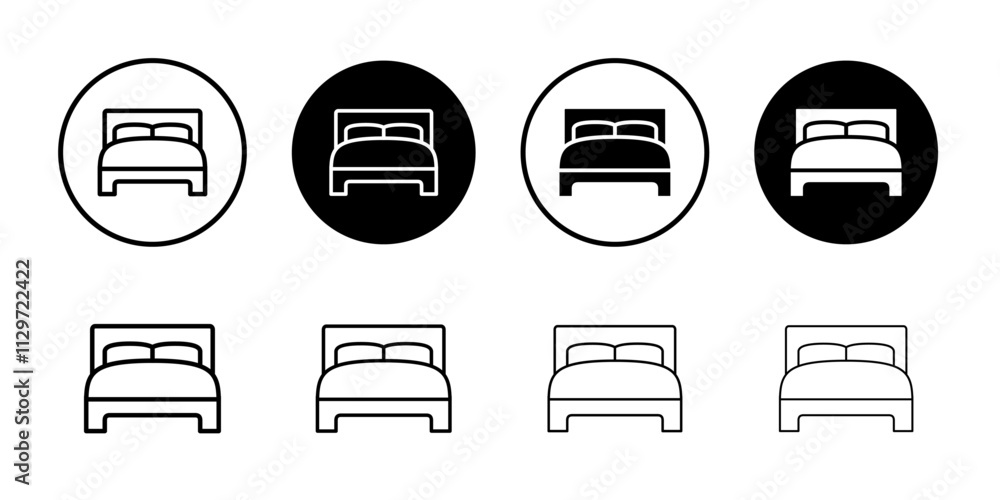 Bed icon Thin line vector illustration set Bed icon Thin line vector illustration set