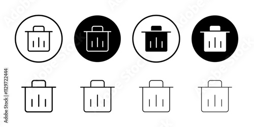 Bin icon Thin line vector illustration set