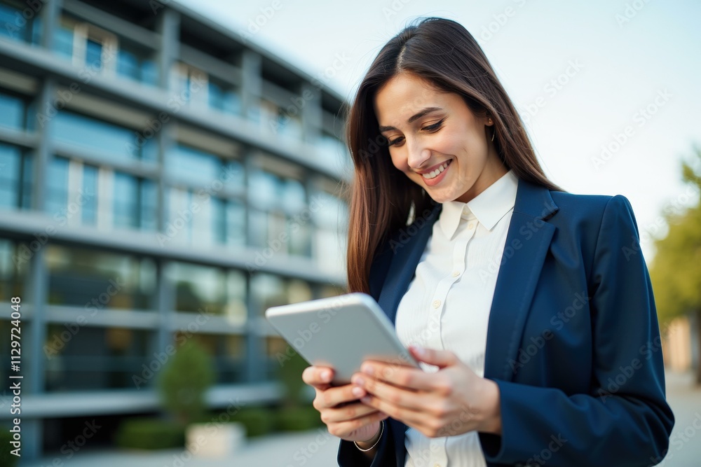 Professional Businesswoman Using Digital Tablet Outdoors Professional Businesswoman Using Digital Tablet Outdoors