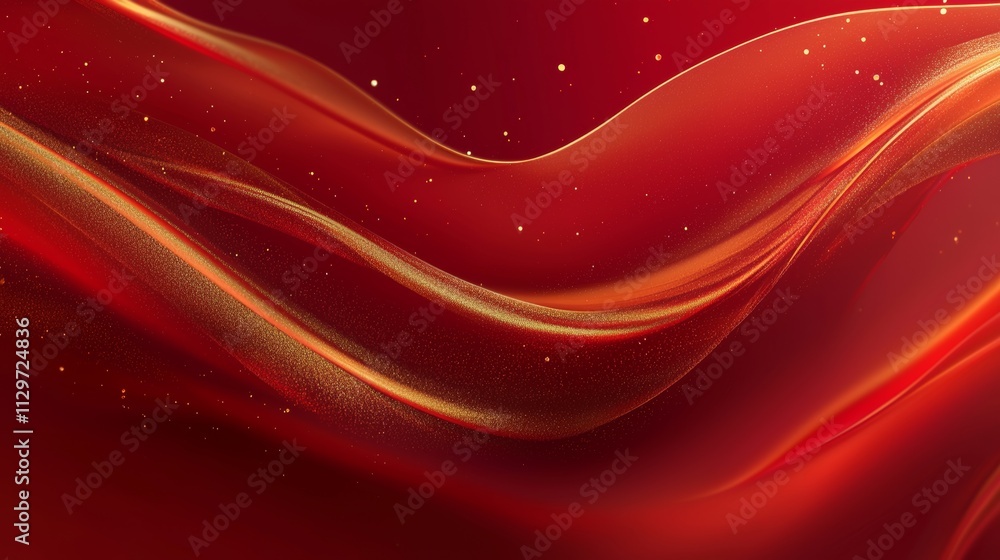 Obraz premium Rich red background with delicate golden highlights and a smooth, flowing texture