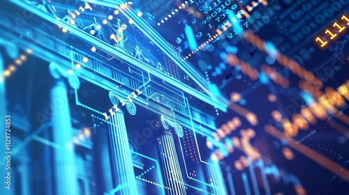 Creative blend of traditional banking systems with modern FinTech solutions showcasing how corporate finance venture capital and financial regulation are evolving in the digital age