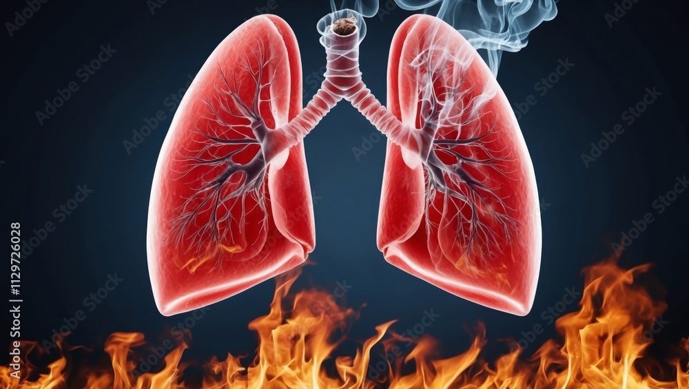 Burning lungs depicting world no tobacco day Burning lungs depicting world no tobacco day