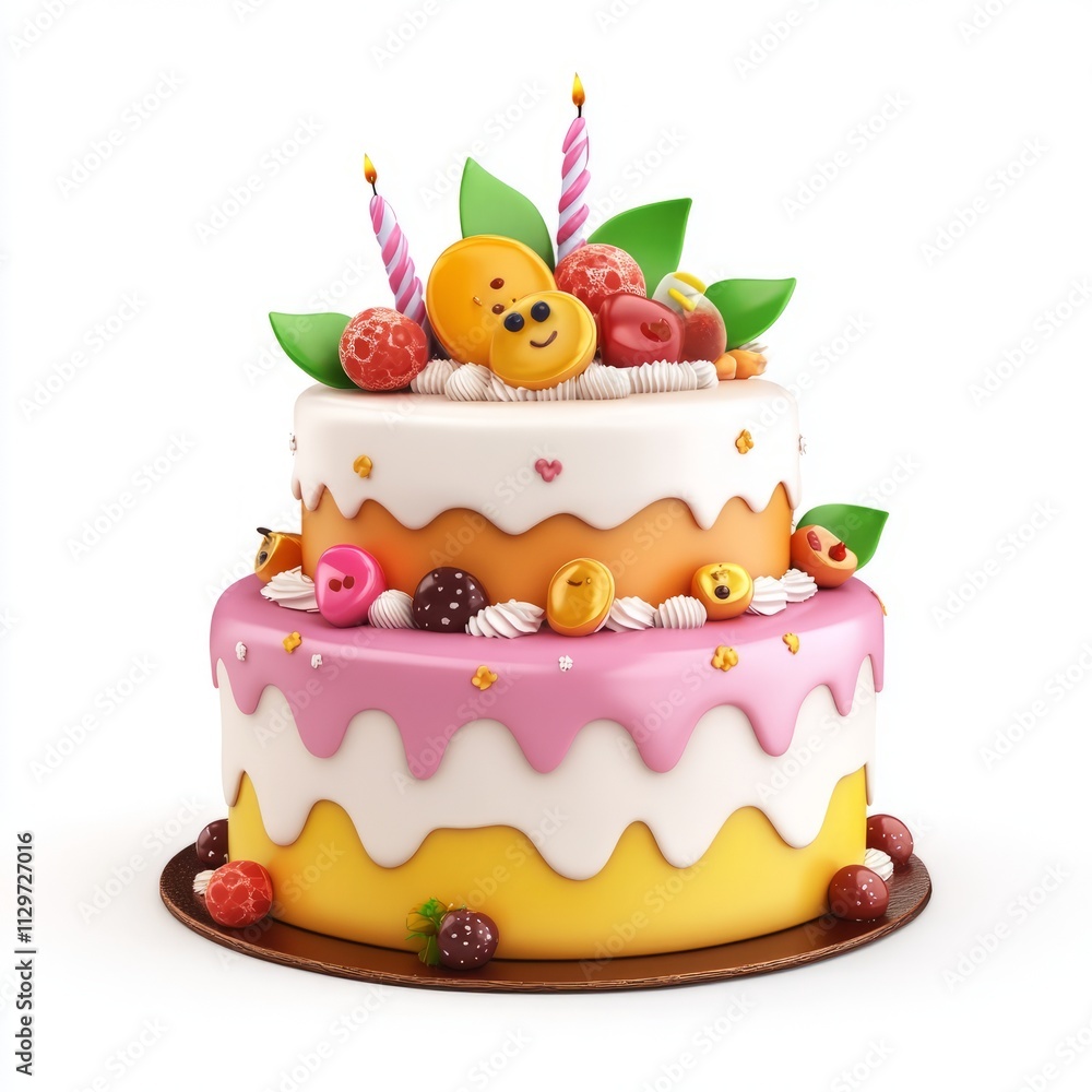 3d cartoon cake white background 3d cartoon cake white background