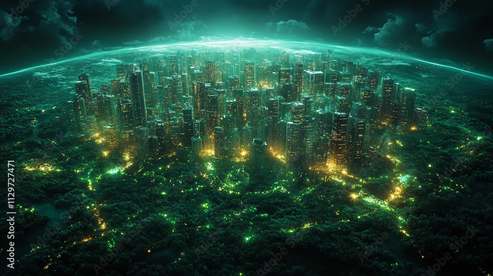 sunset over the river, visualization of space, visualization of fractal realms sunset over the river, visualization of space, visualization of fractal realms