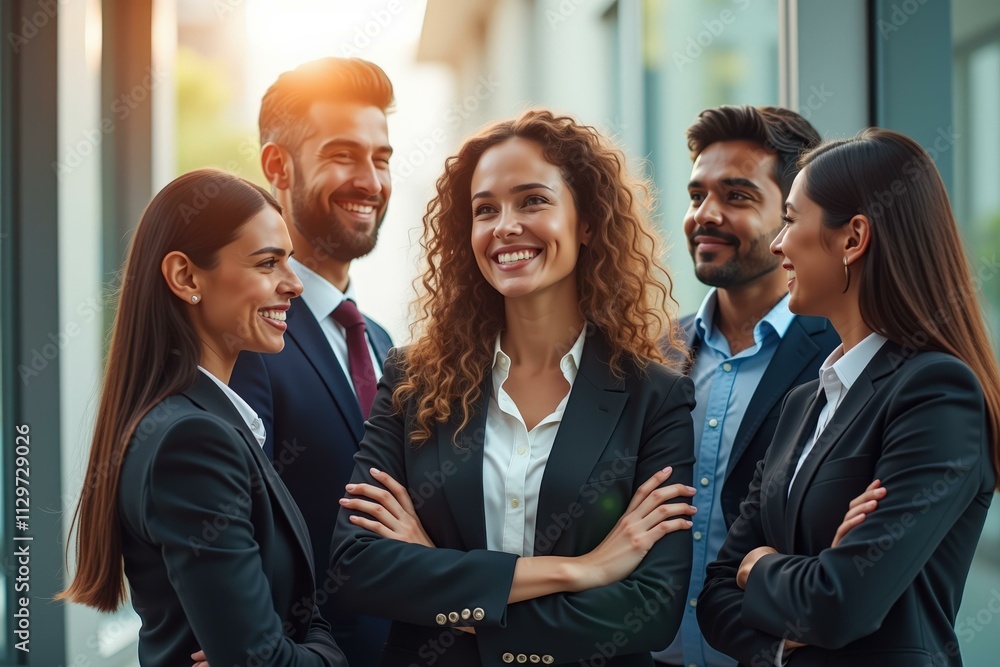 Obraz premium Professional Teamwork: A Diverse Group of Business Professionals Exuding Confidence and Success