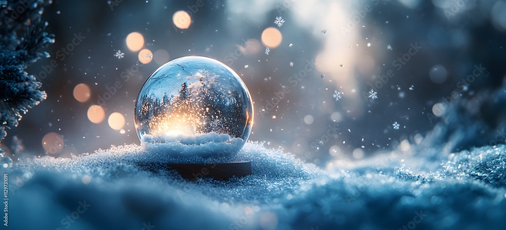 Christmas Snow Globe In Eve Night - Wish Concept With Snowing And Blue Abstract Defocused Background,
Christmas Snow Globe In Eve Night - Wish Concept With Snowing And Blue Abstract Defocused Background,