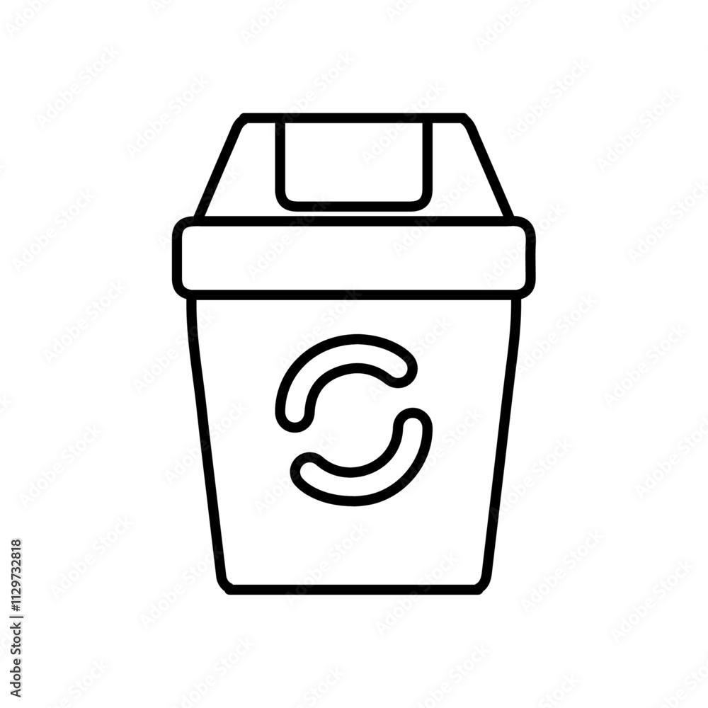 dust bin icon Flat symbol set outline dust bin icon Flat symbol set outline