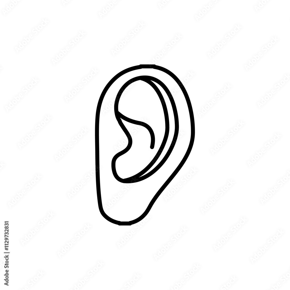 ear icon Flat symbol set outline ear icon Flat symbol set outline