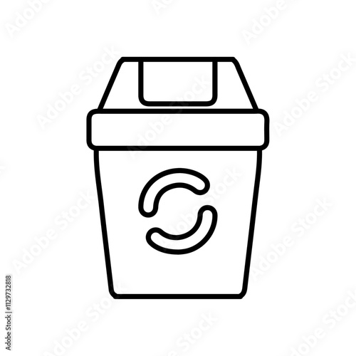 dust bin icon Flat symbol set outline