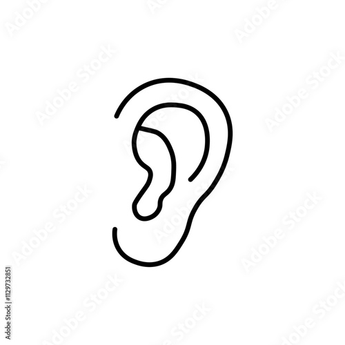 ear icon Flat symbol set outline