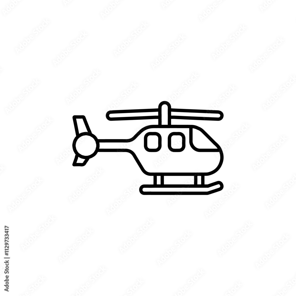 helicopter icon Flat symbol set outline helicopter icon Flat symbol set outline