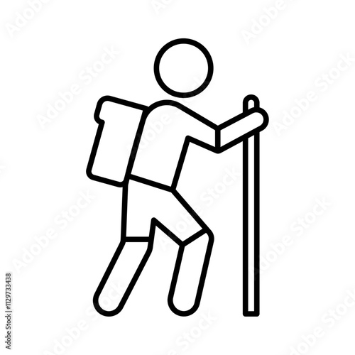 hiking icon Flat symbol set outline