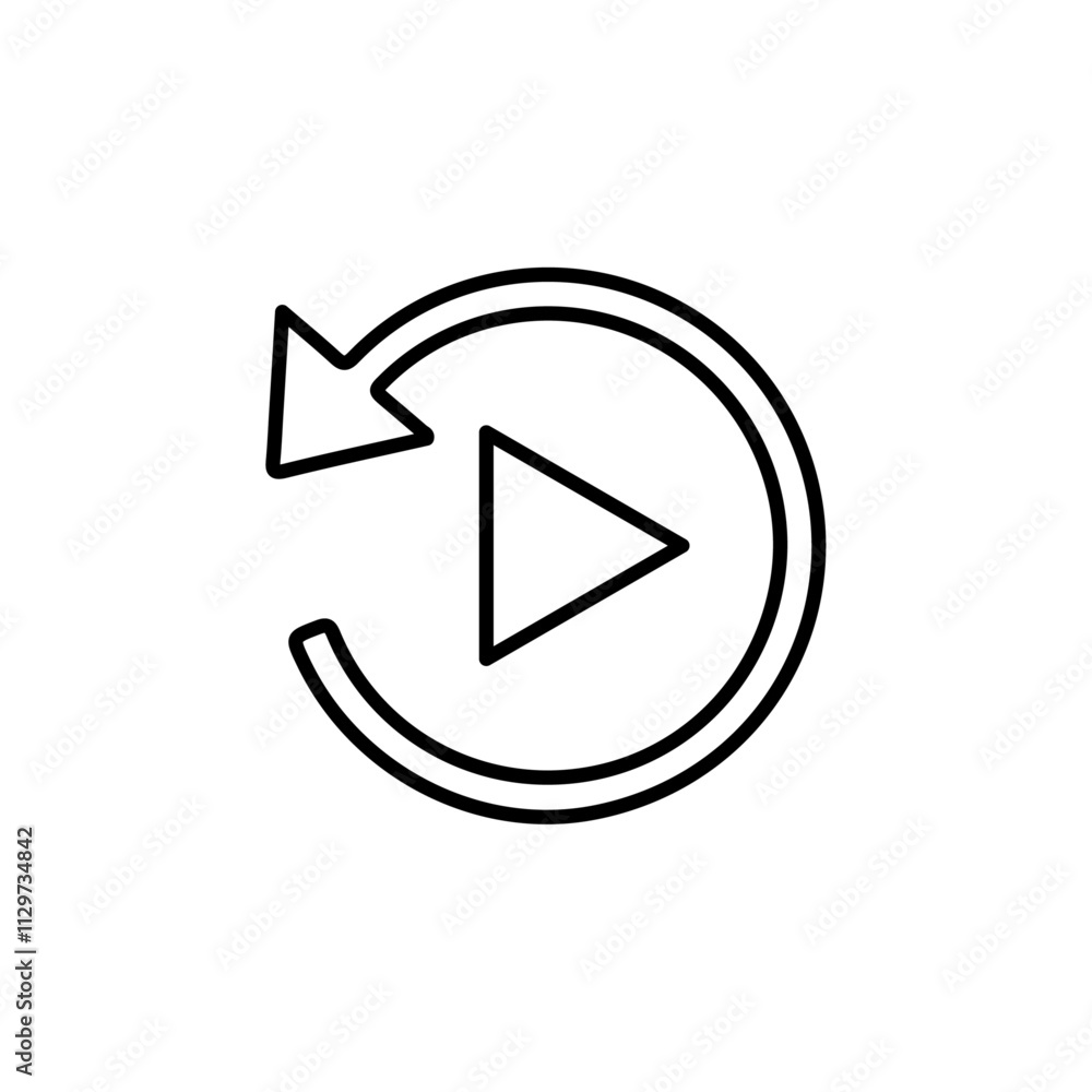 replay icon Flat symbol set outline replay icon Flat symbol set outline