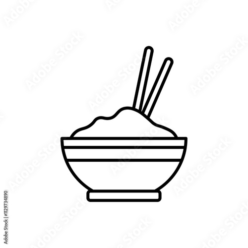 rice bowl icon Flat symbol set outline