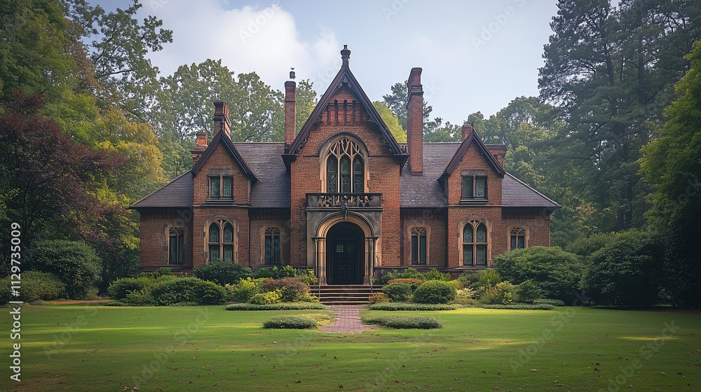 church with red brick in the park, natural view church with red brick in the park, natural view