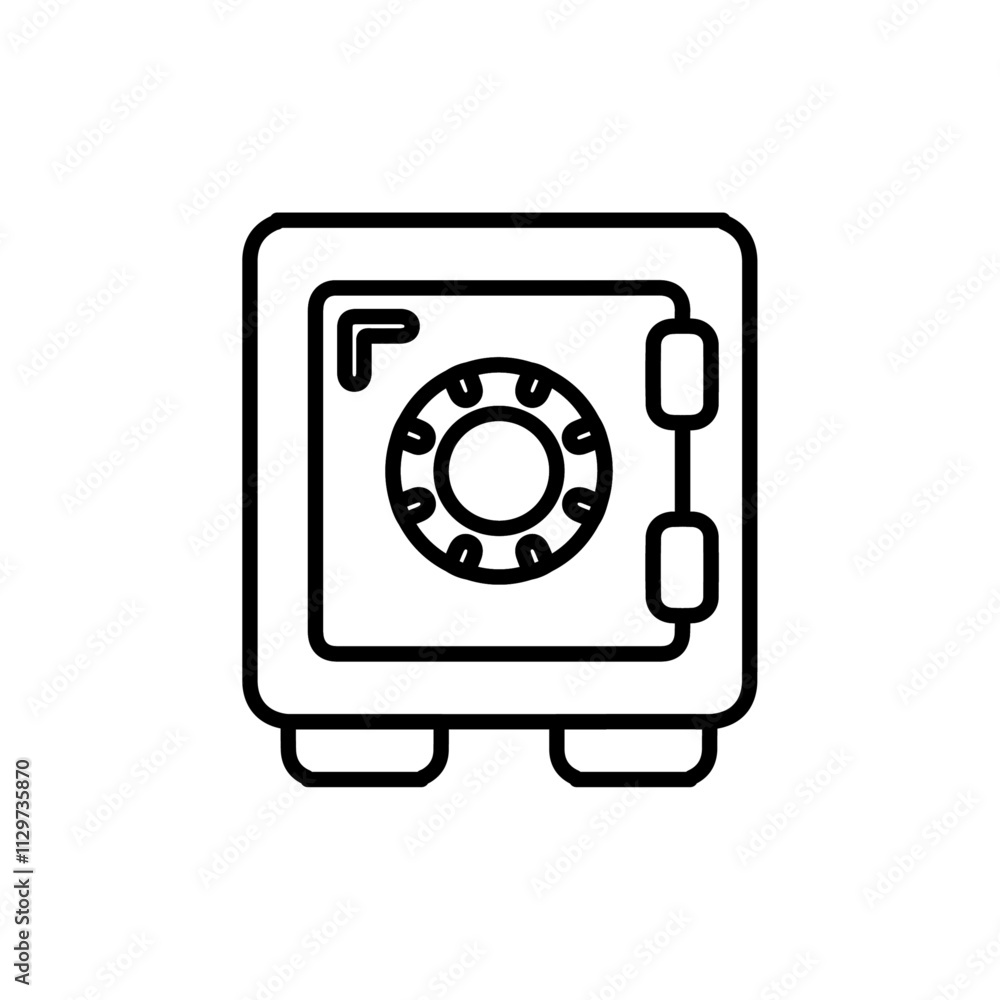 vault icon Flat symbol set outline vault icon Flat symbol set outline
