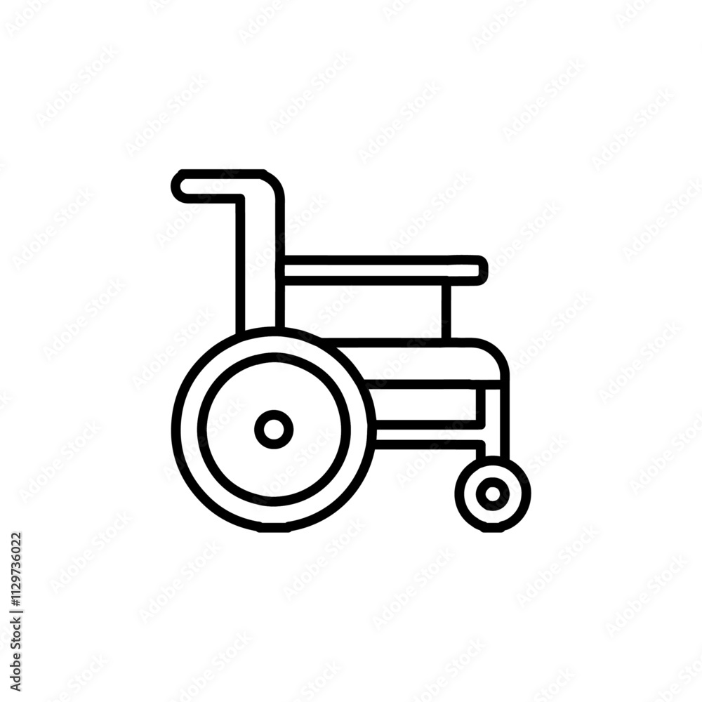 wheel chair icon Flat symbol set outline wheel chair icon Flat symbol set outline