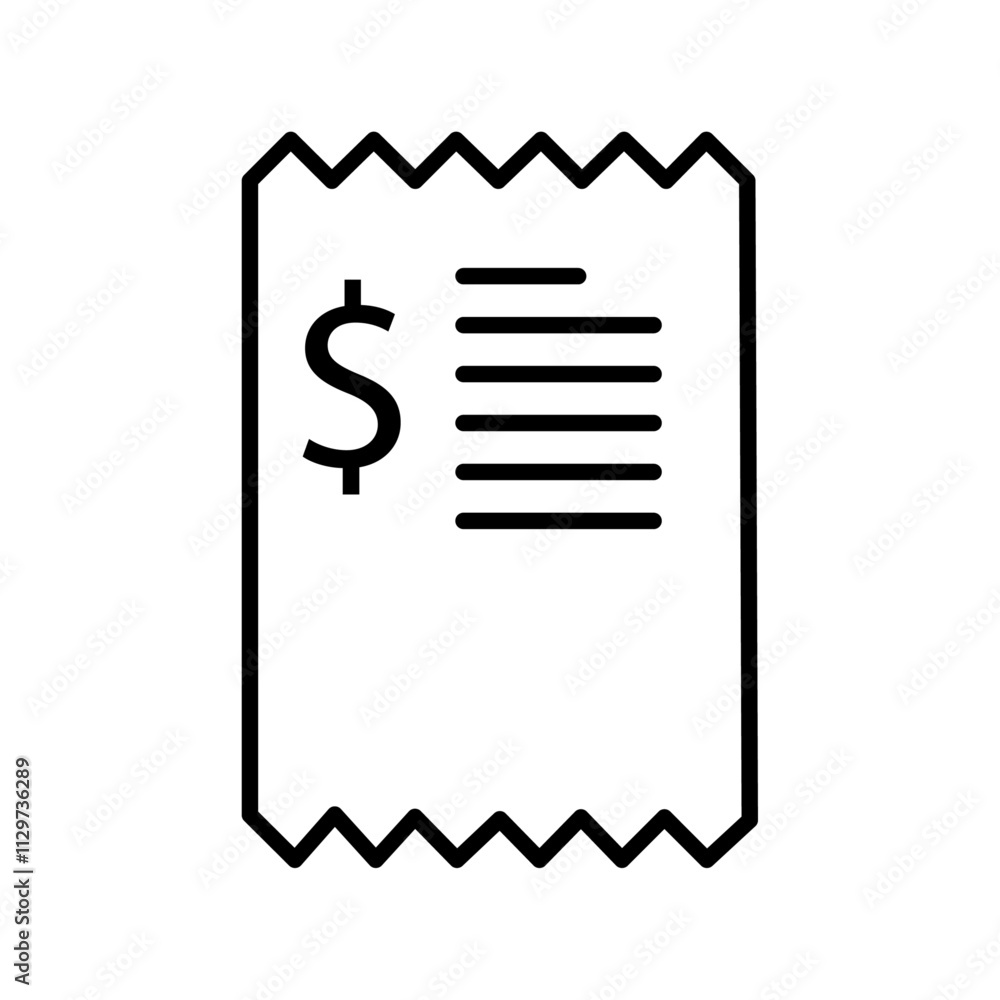 bill icon Flat symbol set outline bill icon Flat symbol set outline
