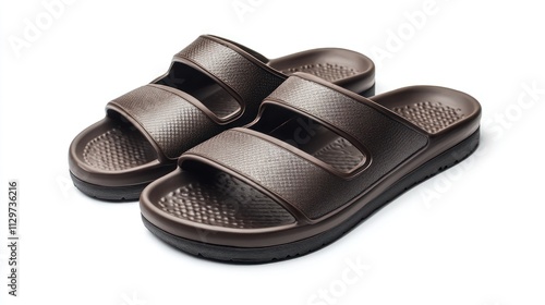 Traditional rubber sandals, basic style, displayed on white background 