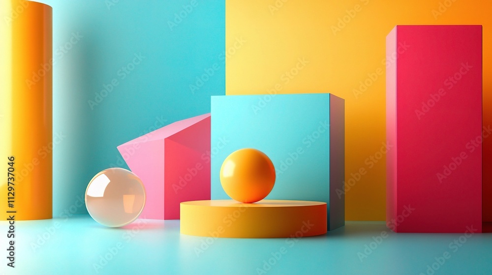 Abstract Geometric Shapes with Smooth Gradients in Bright Colors Abstract Geometric Shapes with Smooth Gradients in Bright Colors